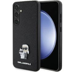 Karl Lagerfeld hard silikonový obal na Samsung Galaxy S24 PLUS Black Saffiano Karl & Choupette Metal Pin