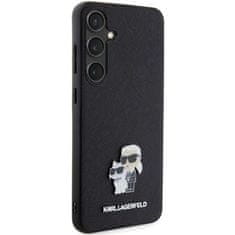 Karl Lagerfeld hard silikonový obal na Samsung Galaxy S24 PLUS Black Saffiano Karl & Choupette Metal Pin