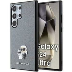 Karl Lagerfeld hard silikonový obal na Samsung Galaxy S24 ULTRA Grey Saffiano Karl & Choupette Metal Pin