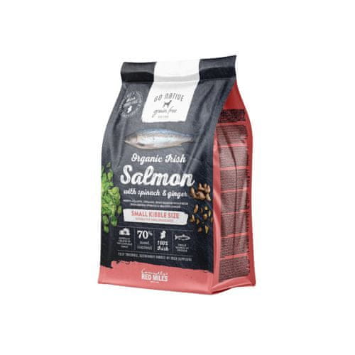 GO NATIVE Small Breed Salmon with Spinach and Ginger 1,5kg obsahuje až 70% masa z lososa