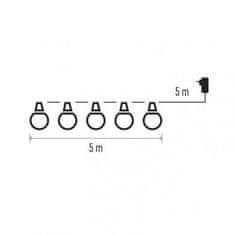 Emos DCPW01 LED světelný řetěz – 10x párty žárovky mléčné, 5 m, venkovní i vnitřní, teplá bílá 1550000000