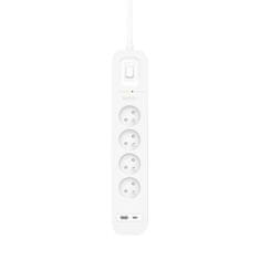 Belkin Prodlužovací kabel, napájecí lišta, 4 porty + 1xUSB-A 1xUSB-C, 525J, 2m