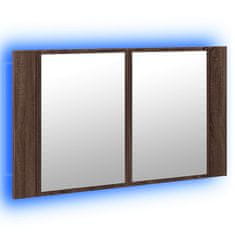 Greatstore LED koupelnová skříňka se zrcadlem hnědý dub 80x12x45 cm akryl