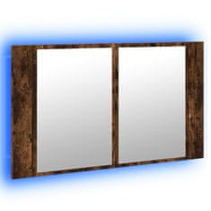 Greatstore LED koupelnová skříňka se zrcadlem kouřový dub 80x12x45cm akryl