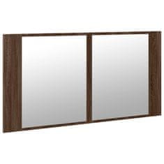 Greatstore LED koupelnová skříňka se zrcadlem hnědý dub 90x12x45 cm akryl