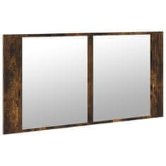 Greatstore LED koupelnová skříňka se zrcadlem kouřový dub 90x12x45cm akryl