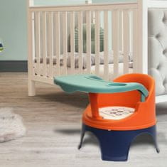 shumee Přenosná dětská židlička na krmení a hraní - oranžová a tmavě modrá