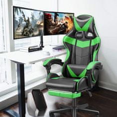 shumee Počítačová/herní židle s podnožkou – černá a zelená