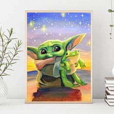 shumee Diamantová výšivka/ 5D malba/ Diamantová mozaika/ Diamantová malba - Baby Yoda, rozměr 40x50 cm