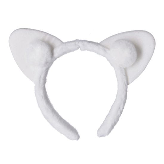 shumee Plyšová čelenka s kočičíma ušima - bílá