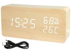 Verk 01772 Multifunkční digitální hodiny s teploměrem imitace dřeva