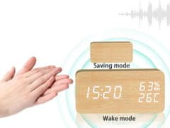 Verk 01772 Multifunkční digitální hodiny s teploměrem imitace dřeva