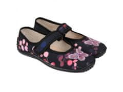 Zetpol Černé dívčí tenisky/pantofle, dětské pantofle na suchý zip Julia butterfly ZETPOL 28 EU
