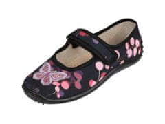 Zetpol Černé dívčí tenisky/pantofle, dětské pantofle na suchý zip Julia butterfly ZETPOL 25 EU