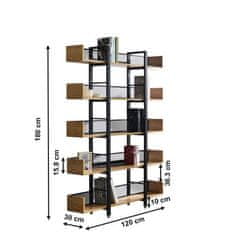KONDELA 5-policový regál, černá, akácie, KILIS TYP 2