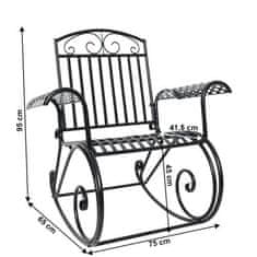 KONDELA Zahradní houpací křeslo černé SAIDI kov 65 x 75 x 95 cm