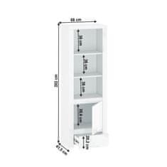 KONDELA Regál 1D1S bílý lesk LINDY dřevotříska 41.5 x 68 x 202 cm