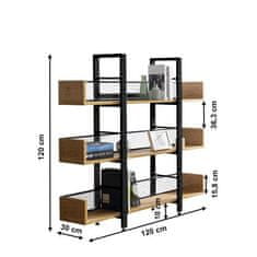 KONDELA 3-policový regál hnědá, černá KILIS TYP 1 dřevotříska 30 x 120 x 120 cm