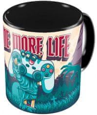 CurePink Keramický proměňovací hrnek One More Life: Gameration (objem 350 ml)