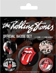 CurePink Set 5 kusů placek - odznaků The Rolling Stones: Classic (průměr 2,5 cm|3,8 cm)