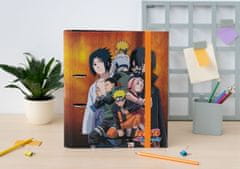 CurePink Kroužkový pořadač se spojovací svorkou Naruto Shippuden: Boj (28 x 32 x 4 cm)