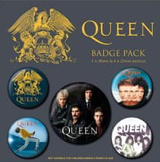 CurePink Set 5 placek - odznaků Queen: Classic (průměr 2,5 cm|3,8 cm)