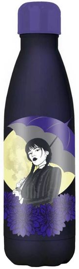 CurePink Nerezová termo outdoor láhev na pití Netflix|Wednesday: Black Is My Happy Color (objem 500 ml)