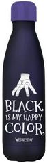 CurePink Nerezová termo outdoor láhev na pití Netflix|Wednesday: Black Is My Happy Color (objem 500 ml)