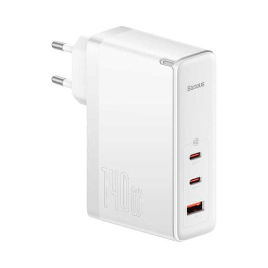 BASEUS Rychlonabíječka GaN5 Pro 2xUSB-C+USB 140W EU bílá CCGP100202 Baseus