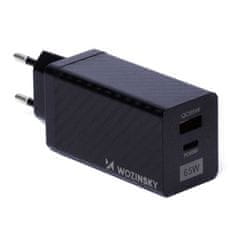 WOZINSKY GaN 65W nabíječka s USB porty USB C podporuje QC 3.0 PD černá WWCG01 Wozinsky