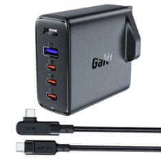 Rychlonabíječka GaN UK 100WPD 3x USB C 1x USB - černá