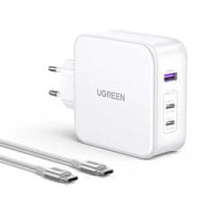 Ugreen GaN Nexode CD289 USB-A/2xUSB-C 140W síťová nabíječka + USB-C - USB-C 1,5m kabel - bílá Ugreen