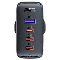 AceFast Rychlonabíječka GaN UK 100WPD 3x USB C 1x USB - černá