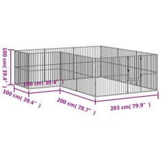 Vidaxl Ohrádka pro psy 12 panelů černá pozinkovaná ocel