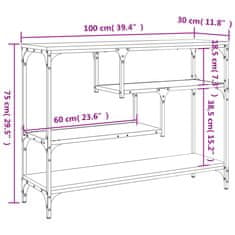 Greatstore Konzolový stolek kouřový dub 100x30x75 cm kompozitní dřevo