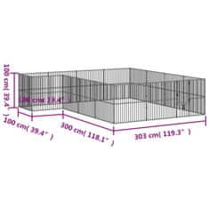 Vidaxl Ohrádka pro psy 16 panelů černá pozinkovaná ocel