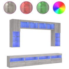 Vidaxl 8dílná obývací stěna s LED osvětlením šedá sonoma