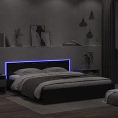 Vidaxl Rám postele s čelem a LED osvětlením černý 180 x 200 cm