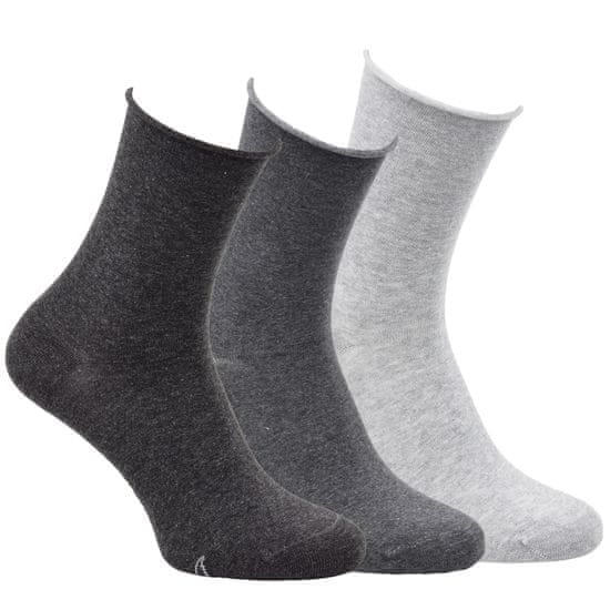 Zdravé Ponožky Zdravé ponožky zdravotní jednobarevné klasické ruličkové ponožky bez gumiček mix šedé 3410324 3pack