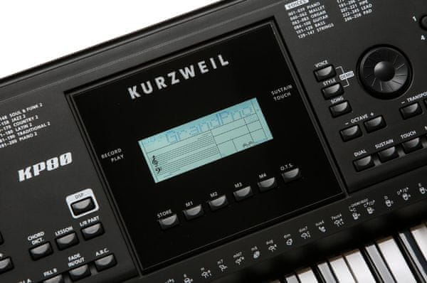  hrací klávesy kurzweil kp80 připojení sluchátek výborný poměr cena kvalita snadné ovládání vestavěné reproduktory displej automatické doprovody 