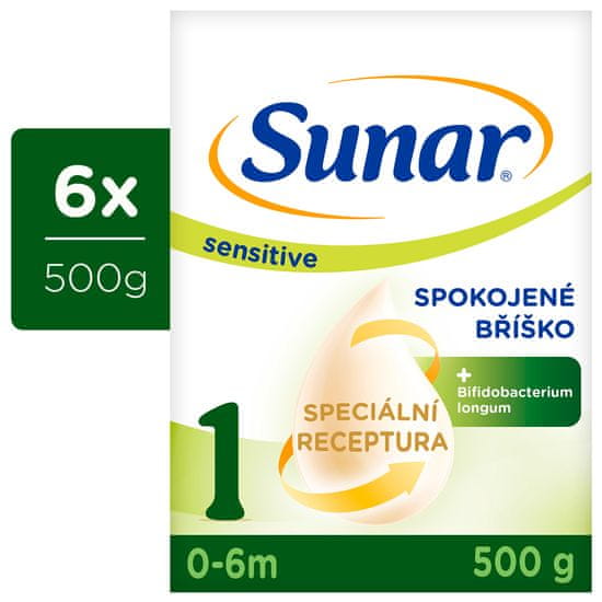 Sunar Sensitive 1, počáteční kojenecké mléko 6 x 500 g