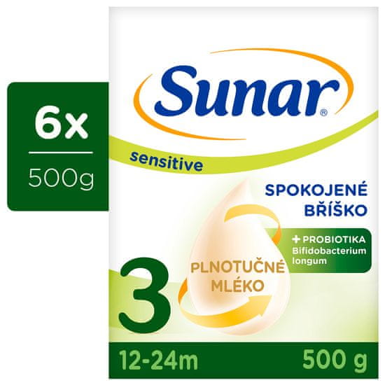 Sunar Sensitive 3, batolecí mléko 6 x 500 g