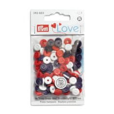 PRYM Plastové patentky "Color Snaps Mini", našitý vzhled, Prym Love, 9 mm, 36 ks, červené/bílé/námořnicky modré