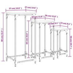 Vidaxl Hnízdové odkládací stolky 3 ks šedé sonoma kompozitní dřevo