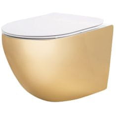 REA Závěsná WC mísa CARLO Flat Mini - Zlatá-bílá