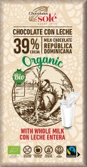 SOLÉ Bio mléčná čokoláda 39 % 100 g