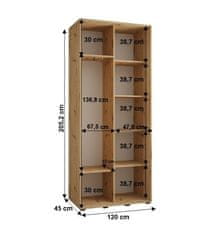 Veneti Šatní skříň YVONA 6 - 120/45 cm, bílá / černá / černá