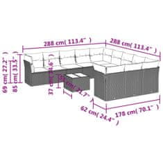 Greatstore 12dílná zahradní sedací souprava s poduškami černá polyratan