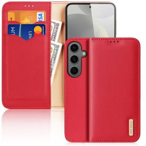 Dux Ducis Kožené pouzdro na Samsung Galaxy S24 PLUS DUX DUCIS Hivo s RFID blokováním Red