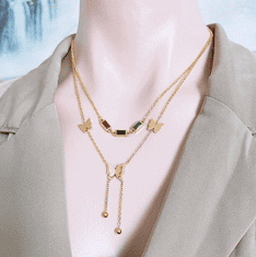 For Fun & Home Elegantní náhrdelník z chirurgické oceli 316L, pozlaceno 18karátovým zlatem, délka řetízků 43 a 39 cm